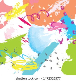 Abstract colorful paint brush and strokes, scribble lines pattern background. colorful nice brush strokes and hand drawn background