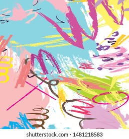 Abstract colorful paint brush and strokes, scribble lines pattern background. colorful nice brush strokes and hand drawn background. cute kids sketch drawing background