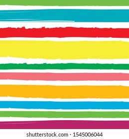 Abstract colorful paint brush and strokes, stripes with horizontal lines pattern background