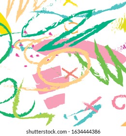 Abstract colorful  paint brush and strokes, scribble lines pattern background. colorful nice brush strokes and hand drawn background. cute kids sketch drawing
