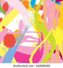 Abstract colorful paint brush and strokes, splash pattern background. creative nice hand drawn and scribble lines for your design.