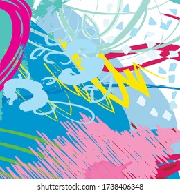 Abstract colorful paint brush and strokes, scribble lines pattern background. creative colorful nice brush strokes and hand drawn background. cute kids sketch drawing