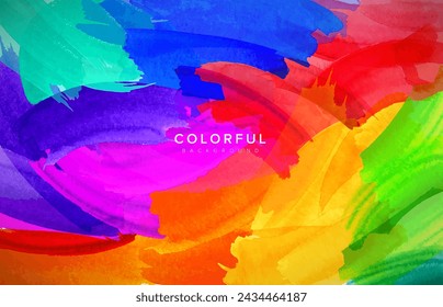 Abstract colorful paint brush textured vector background. Vector template for brochure or cover background.