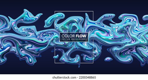 Abstract colorful paint flow. Wave liquid shape. Dynamic mixture of acrylic paints. Fluid trendy poster. Vector illustration