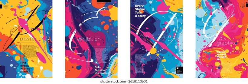 Abstract colorful paint splash background with bold brush strokes, watercolor stains and grunge splatter. Perfect for posters, flyers, invitations, music events or artistic fashion design templates.