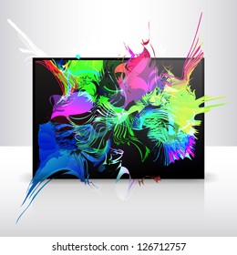 Abstract colorful paint splash on a black screen vector background