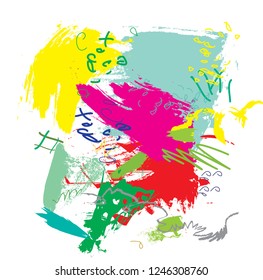 abstract colorful paintbrush background. creative cute kids sketch drawing for your design. vector illustration