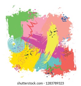 abstract colorful paintbrush and scribble lines texture background. creative colorful nice brush strokes and hand drawn for your design. kids sketch drawing. vector illustration