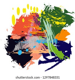 abstract colorful painting brush stroke pattern background. vector colorful paint brush and strokes, splash for poster, brochures, flyers, banner.  freehand composition 