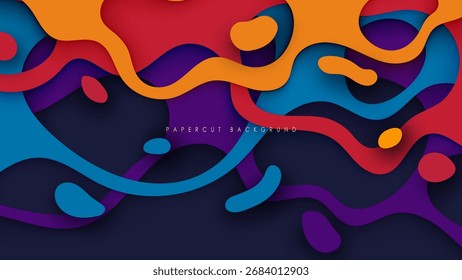 Fundo de papel colorido abstrato com círculos e design de padrão de onda