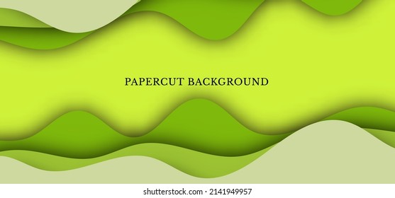 Abstract colorful papercut pattern on green background. Vector graphic illustrator.