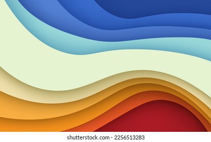 abstract colorful papercut wavy overlap layers background. eps10 vector