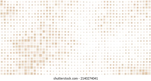 Abstract Colorful Partially Faded Spotted  3D Slighty Wavy Pattern, Squares with Random Sizes and Changing Shades of Brown Colors  - Geometric Mosaic Texture-Generative Art, Vector Background Design