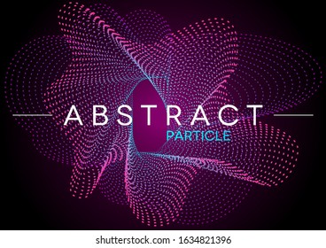 Abstract colorful particle vector wave on black background. Future, tech, big data, music background