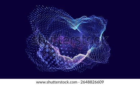 Abstract Colorful Particles Distorted Sphere. Blue Dots Background. Futuristic Style HUD Element. Technology Background for Business Presentations. Corrupted Point Sphere Array. Vector Illustration.