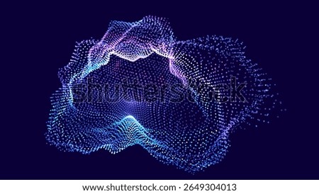 Abstract Colorful Particles Distorted Sphere. Blue Dots Background. Futuristic Style HUD Element. Technology Background for Business Presentations. Corrupted Point Sphere Array. Vector Illustration.