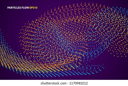 Abstract colorful particles flow background vector