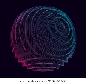 Abstract Colorful Particles Sphere. Vivid Dots Background. Futuristic Style HUD Element. Points Array. Spherical Audio Waveform Visualization Vector Illustration.