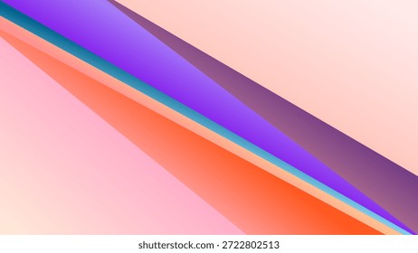 Fundo de gradiente colorido abstrato do pastel com vetor de design de formas geométricas diagonais. Ideal para posts em mídias sociais, banners de sites, apresentações, branding, beleza, moda e designs de marketing digital.