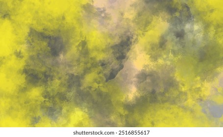 Abstract colorful pastel with gradient multicolor toned textured background, yellow gas clouds on a dark green background,	