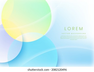 Abstract colorful pastel gradients color overlapping circles on light blue background with copy space for text. Vector illustration