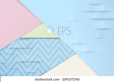 Abstract colorful pastel pattern with papercut effect vector background