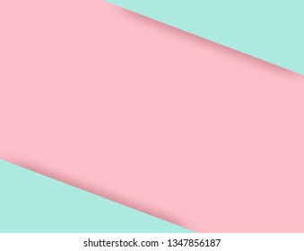 Abstract. Colorful pastels pink ,mint green geometric shape overlap background. paper art style ,light and shadow. vector.