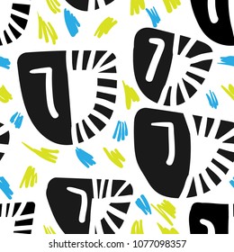 Abstract colorful patterm with funky element. The pattern can be used for coloring books, textile, design for kids.