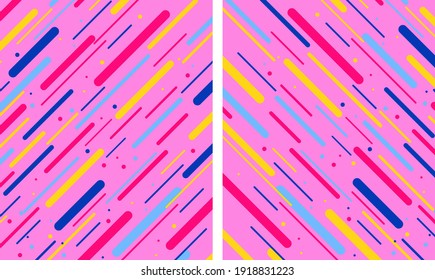 Resumen de fondo de patrón colorido. Diseño de arte pop a rayas. Fondo decorativo de estilo creativo de fiesta. Cubierta del folleto del vector editable Eps