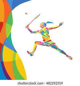 Abstract colorful pattern with Badminton player