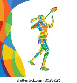 Abstract colorful pattern with Badminton player