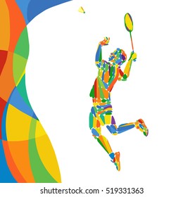 abstract colorful pattern with Badminton player