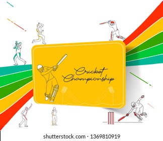 Abstract colorful pattern with batsman and bowler playing cricket championship background. Use for cover, poster, template, brochure, decorated, flyer, banner.
