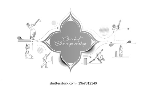 Abstract colorful pattern with batsman and bowler playing cricket championship background. Use for cover, poster, template, brochure, decorated, flyer, banner.