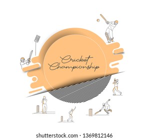 Abstract colorful pattern with batsman and bowler playing cricket championship background. Use for cover, poster, template, brochure, decorated, flyer, banner.