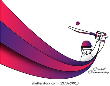 Abstract colorful pattern with batsman and bowler playing cricket championship background. Use for cover, poster, template, brochure, decorated, flyer, banner.