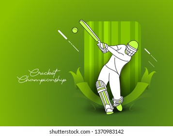 Abstract colorful pattern with batsman and bowler playing cricket championship background. Use for cover, poster, template, brochure, decorated, flyer, banner.
