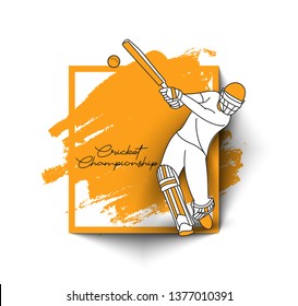 Abstract colorful pattern with batsman and bowler playing cricket championship background. Use for cover, poster, template, brochure, decorated, flyer, banner.