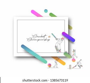Abstract colorful pattern with batsman and bowler playing cricket championship background. Use for cover, poster, template, brochure, decorated, flyer, banner.