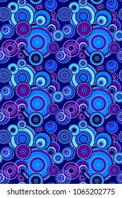 Abstract Colorful Pattern with Circles. Blue Elements for Decor. Vector Illustration