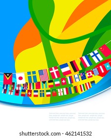  Abstraktes buntes Muster mit Flaggen der Welt. Vektorgrafik