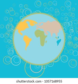 Abstract colorful pattern with a globe and a world map on it. Vector illustration eps10.