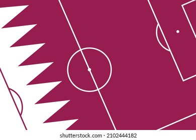 Abstract colorful Pattern line soccer field burgundy Qatar flag Background.  Vector illustration.