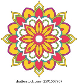 abstract Colorful pattern mandala design, Doodle Mandala vector isolated on a white background,