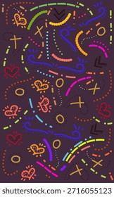 Patrón colorido Abstractas con muchas Formas y símbolos diferentes