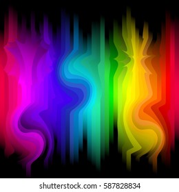 Abstract colorful pattern on a dark background. Stylish design with curved, multicolored lines.