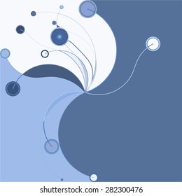 Abstract colorful pattern in retro style composed of gently curved lines and circles