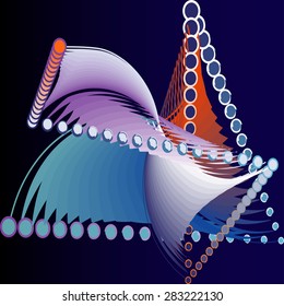 Abstract colorful pattern in retro style composed of gently curved lines and circles