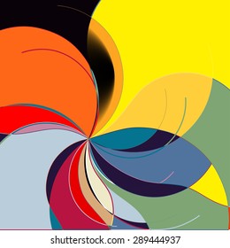 Abstract colorful pattern in retro style composed of gently curved lines