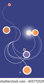 Abstract colorful pattern in retro style composed of gently curved lines and circles